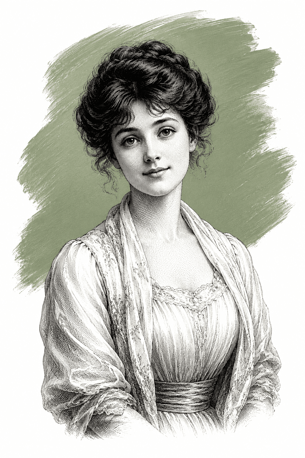 Illustrated portrait of Marianne