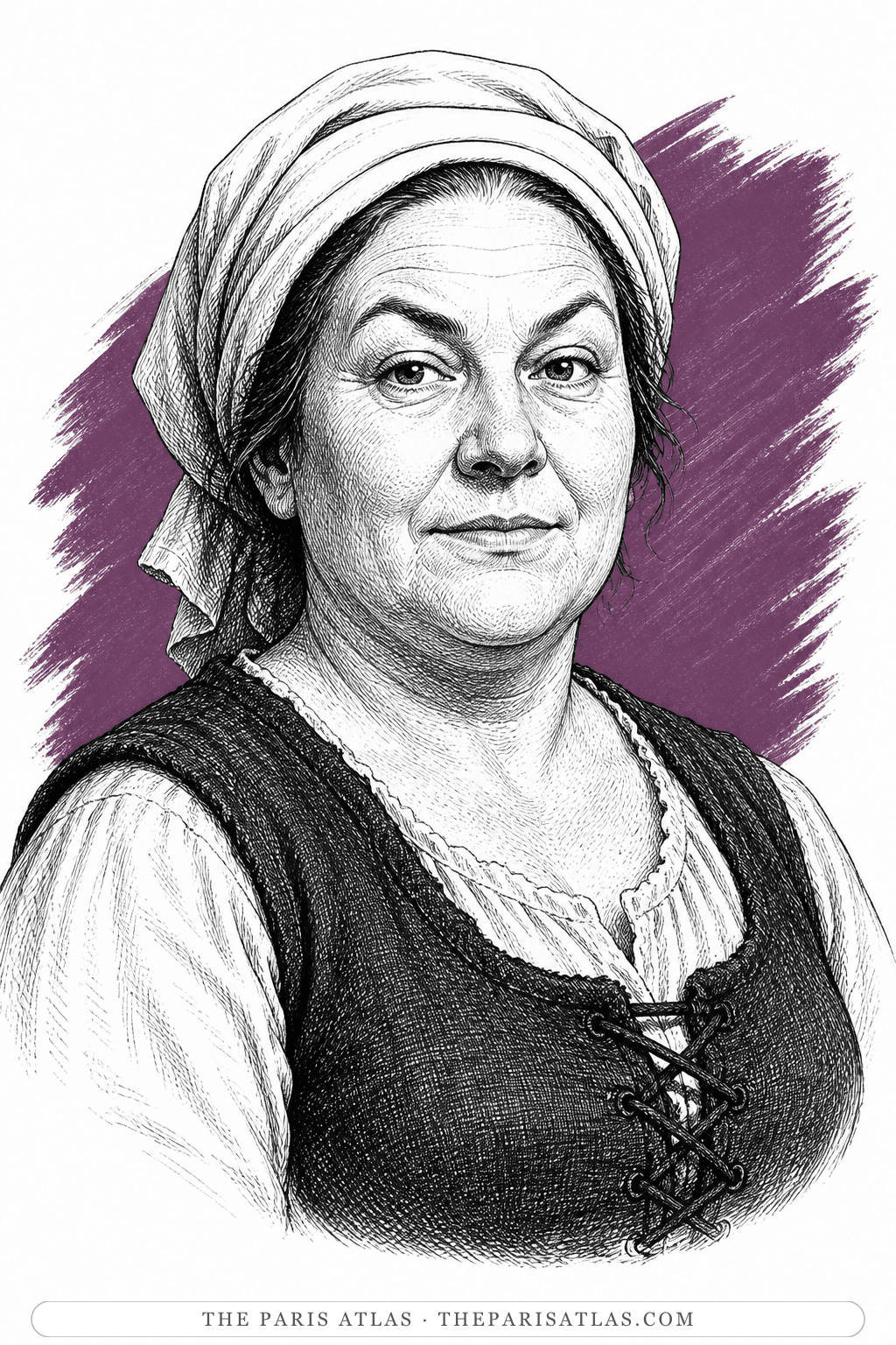 Illustrated portrait of Mère Amelot