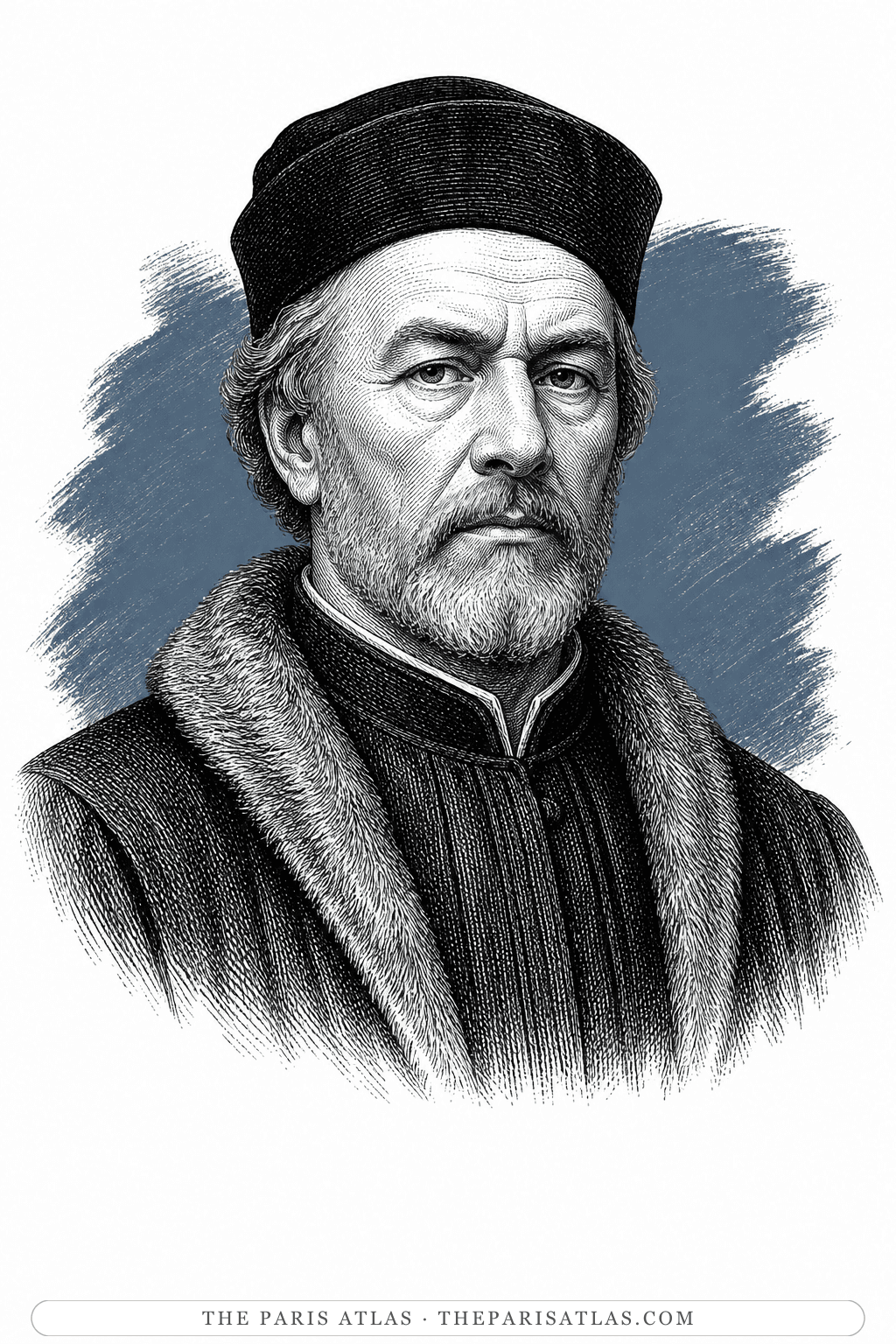 Illustrated portrait of President Morvan