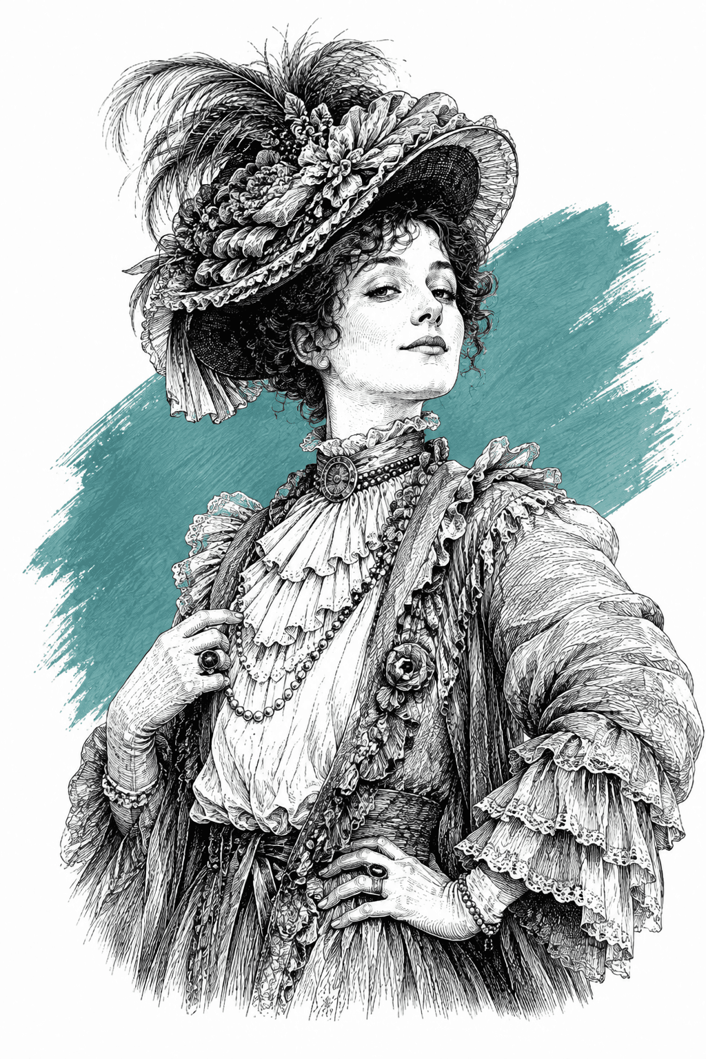 Illustrated portrait of Dame Evangeline Musset
