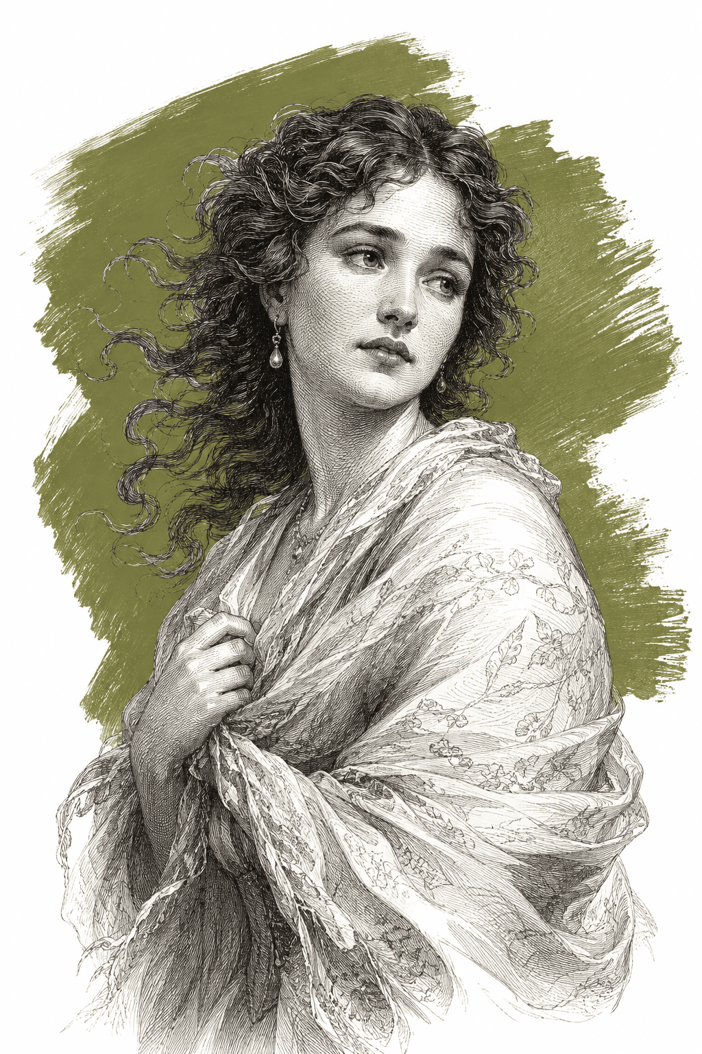 Illustrated portrait of Masie Tuck-and-Frill