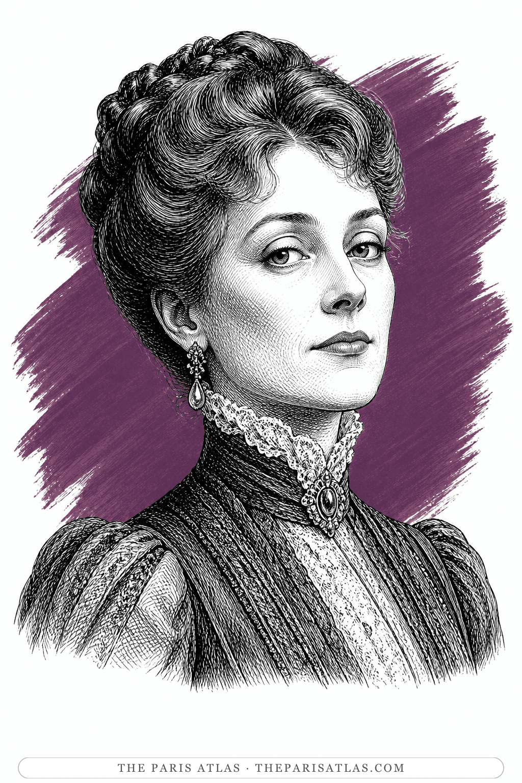 Illustrated portrait of Mrs Erlynne