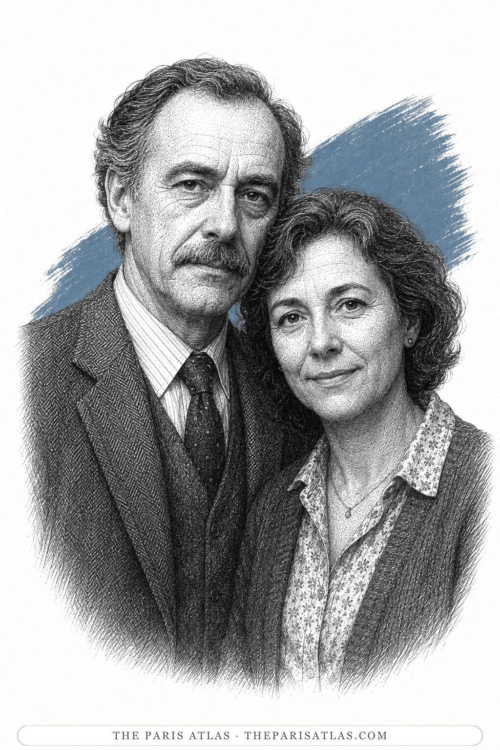 Illustrated portrait of Philippe's parents
