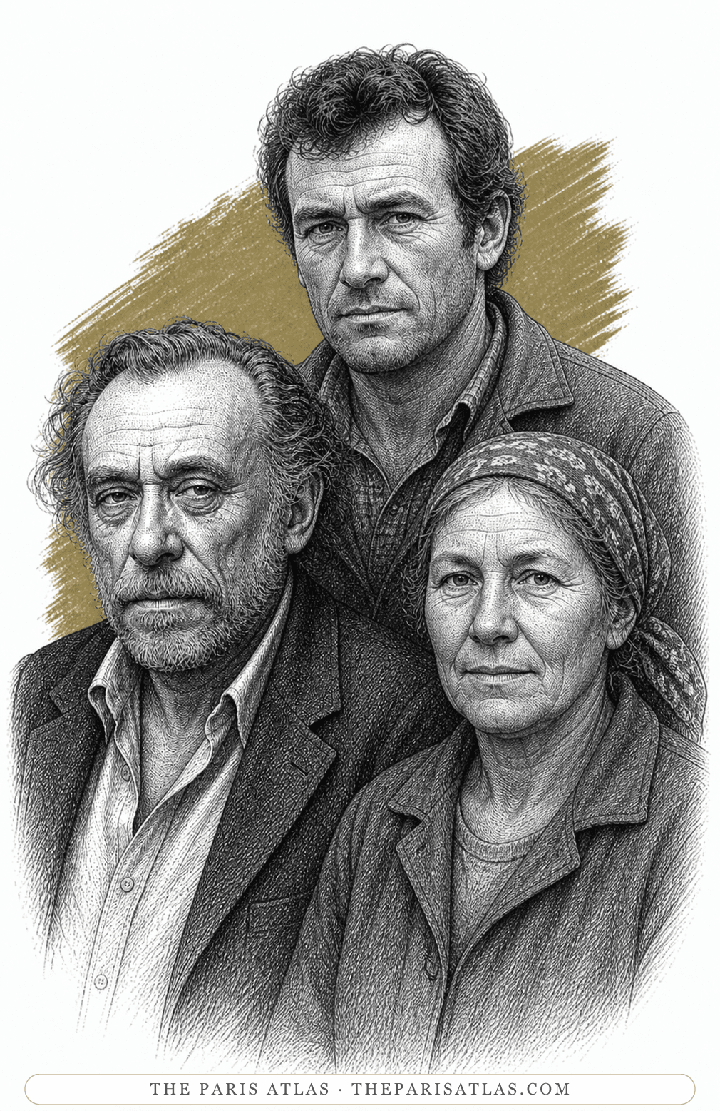 Illustrated portrait of Thomas's farming family