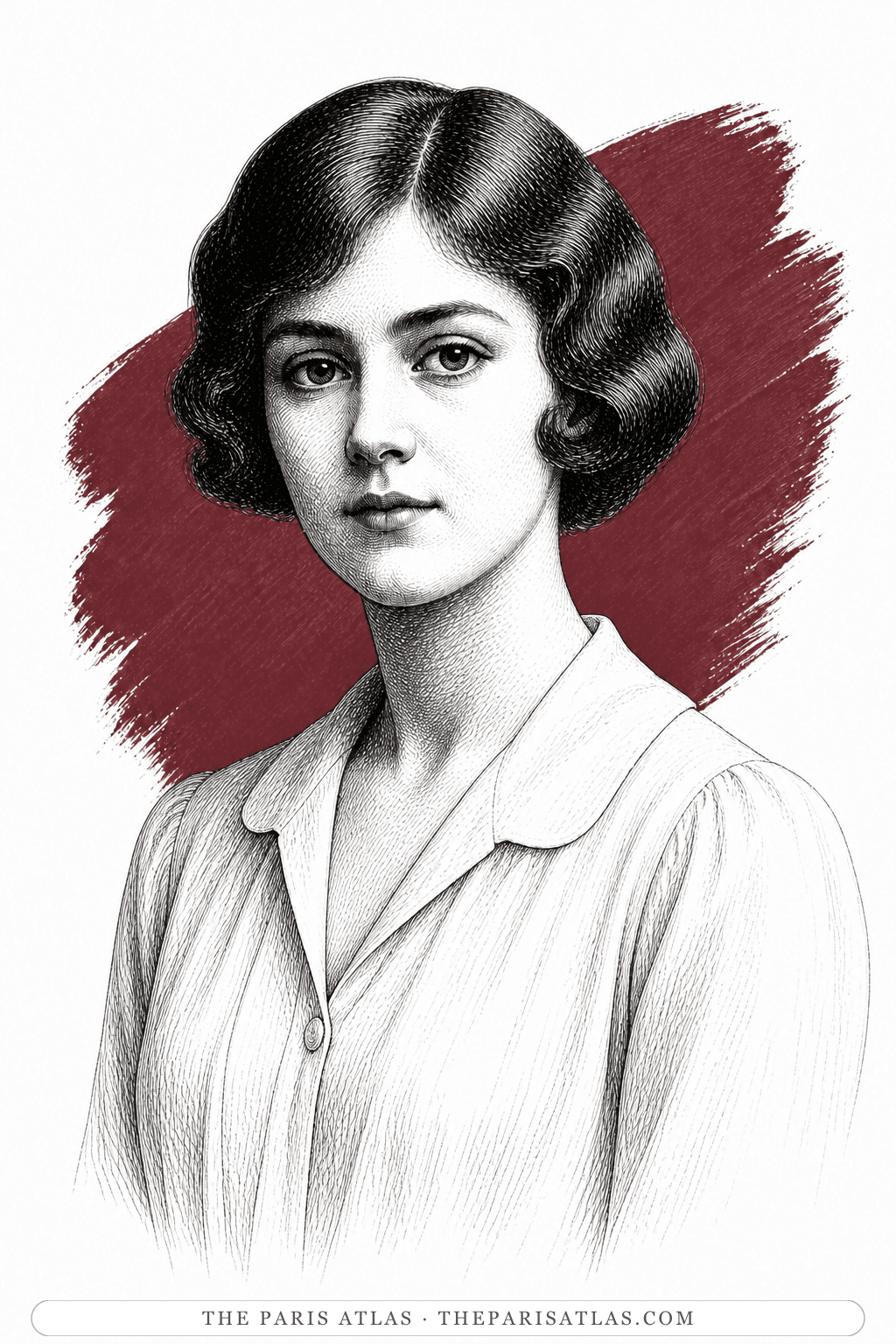 Illustrated portrait of Élisabeth 'Zaza' Lacoin