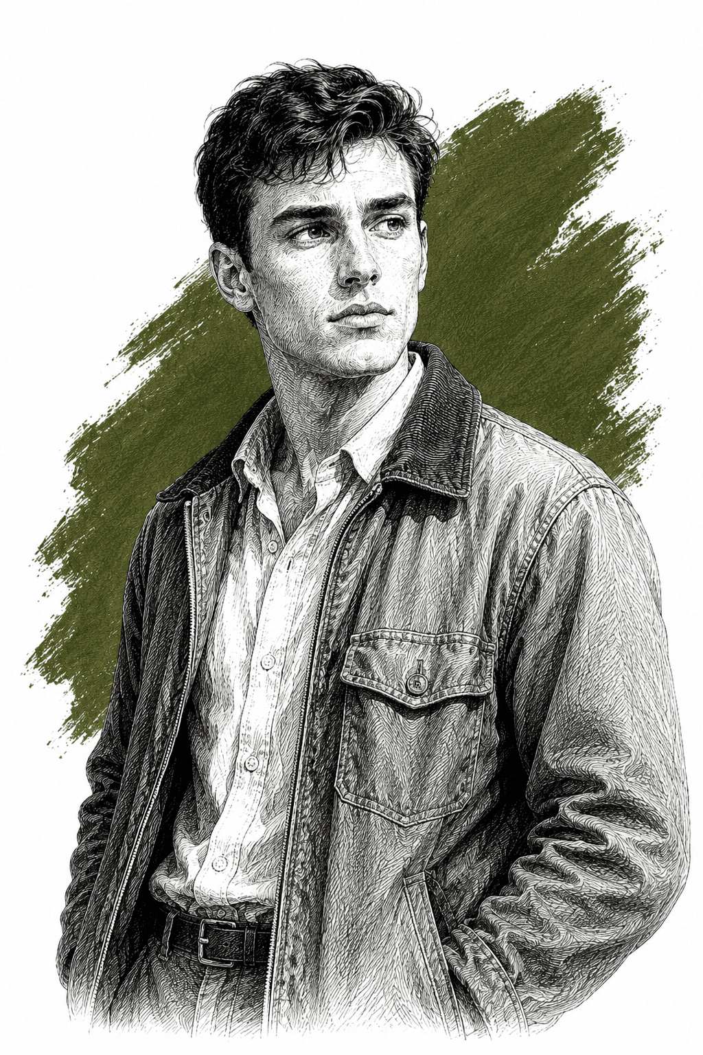 Illustrated portrait of Nick Adams