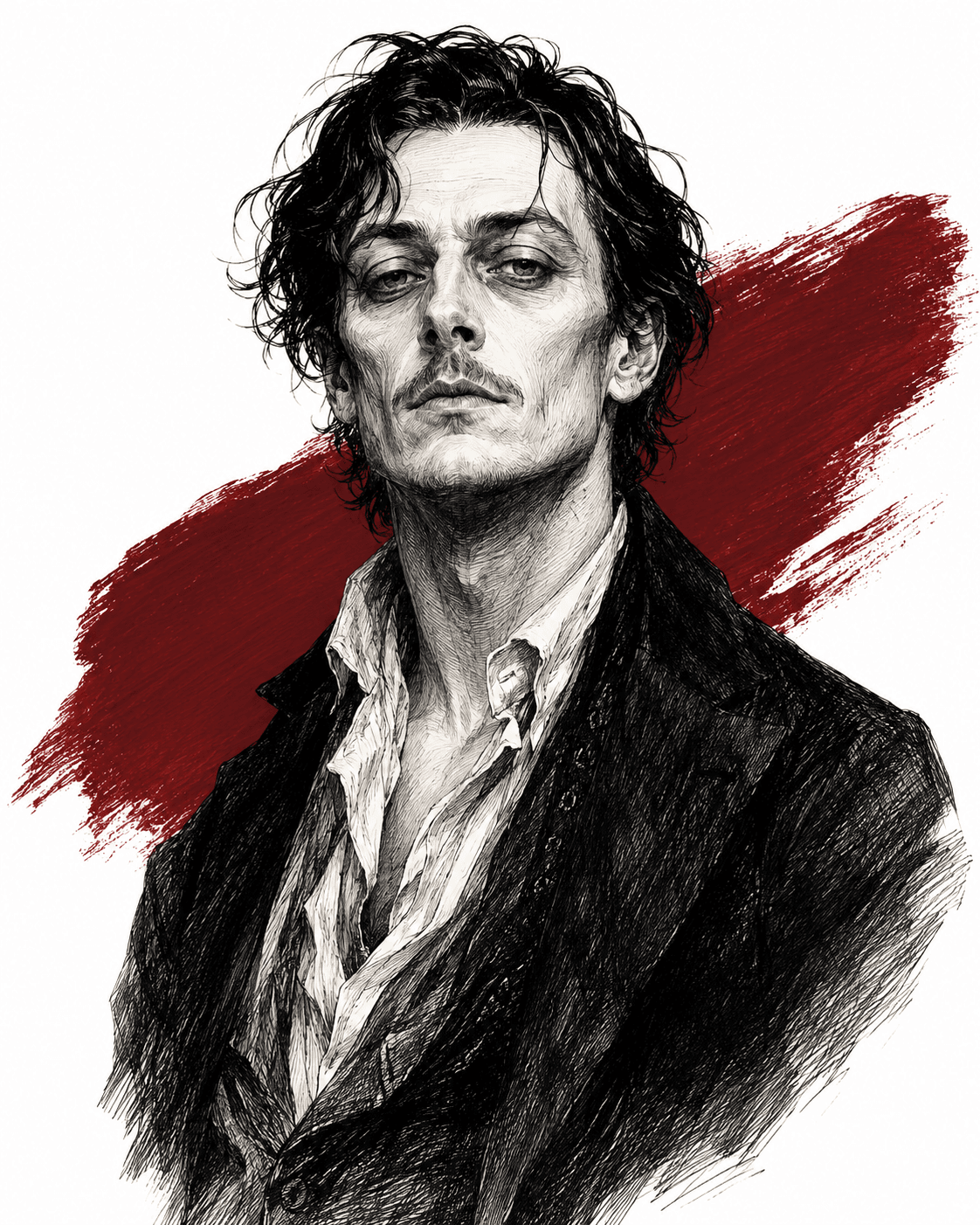 Illustrated portrait of Moravagine