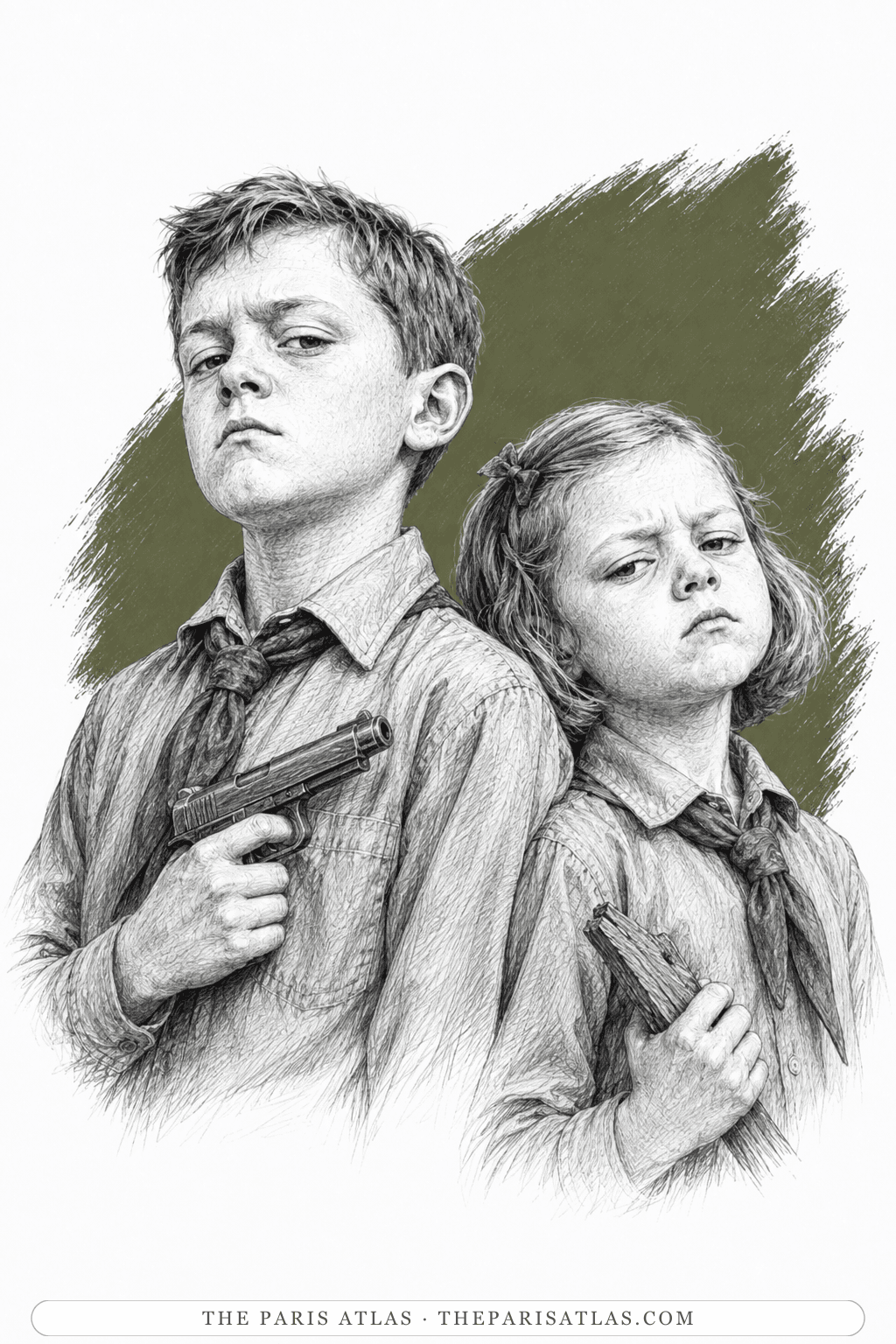 Illustrated portrait of The Parsons children