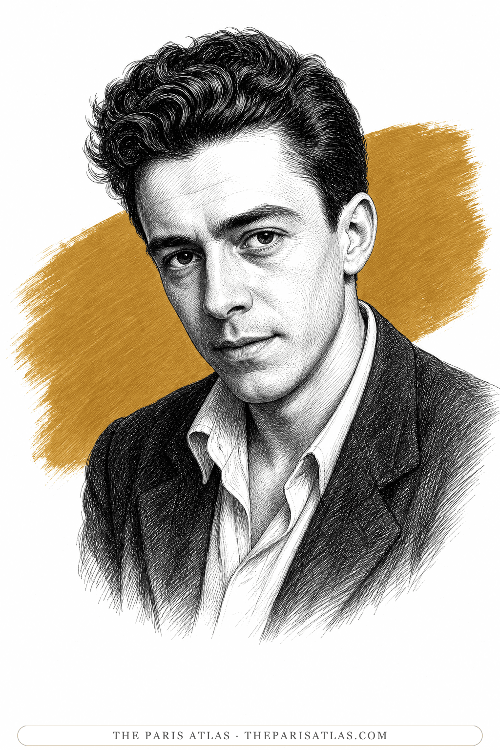 Illustrated portrait of Albert Camus