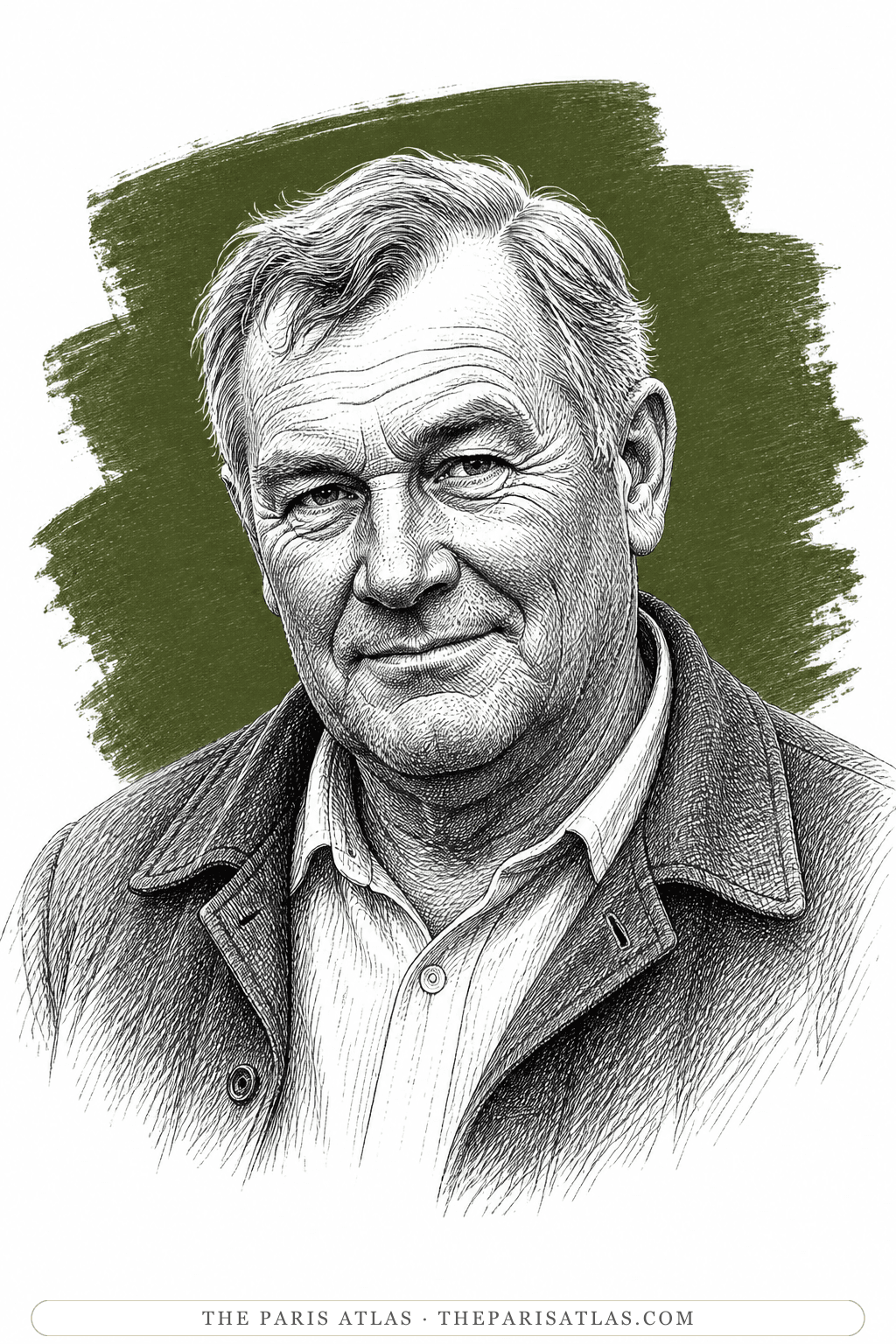 Illustrated portrait of Ezra French