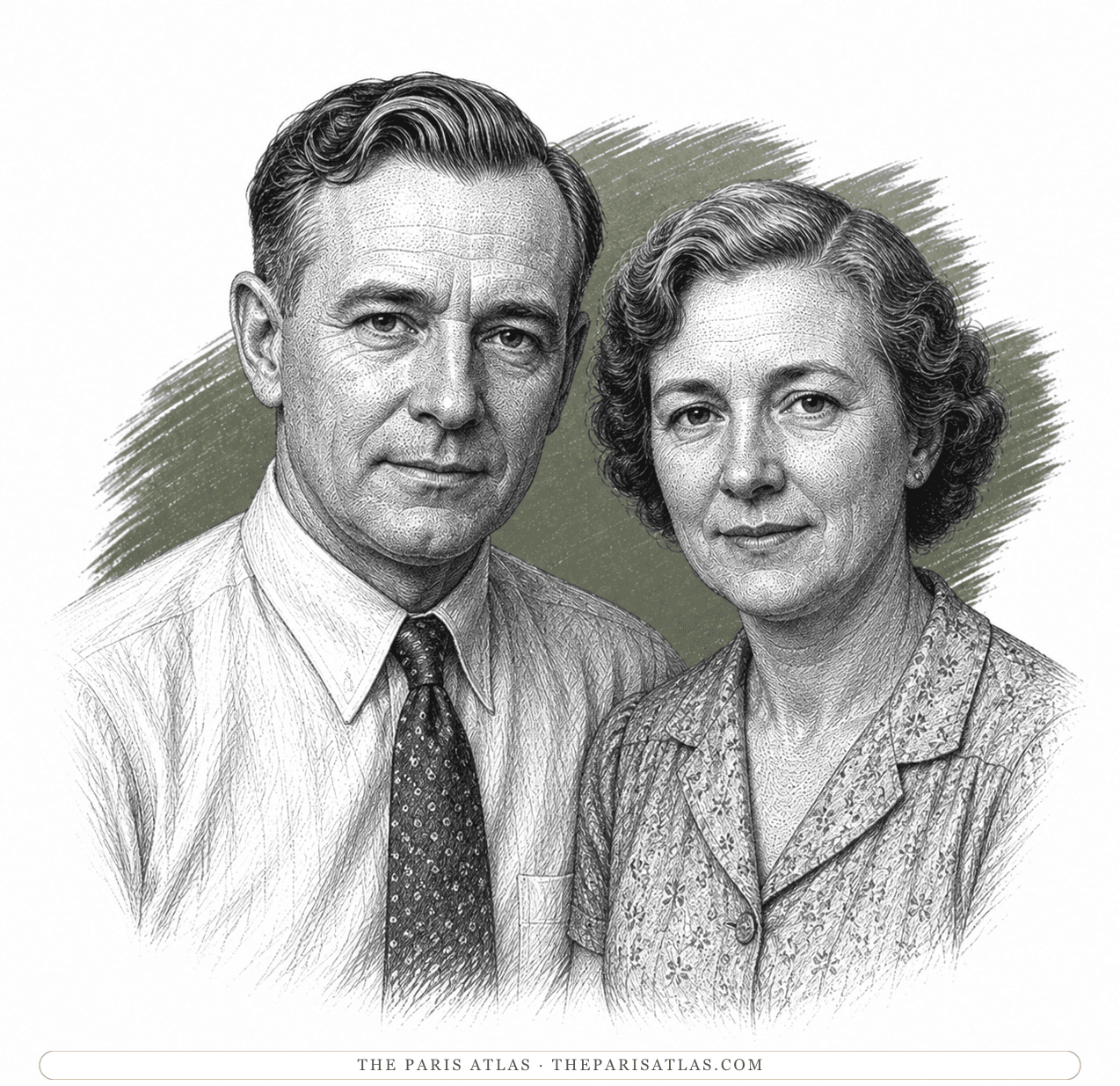 Illustrated portrait of Jim’s parents
