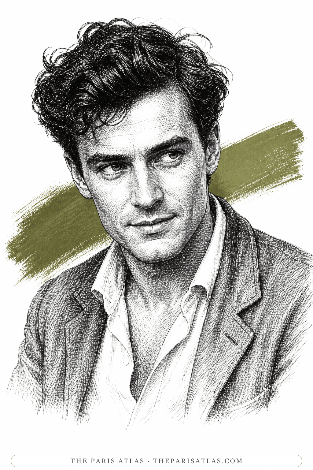 Illustrated portrait of Lawrence Durrell