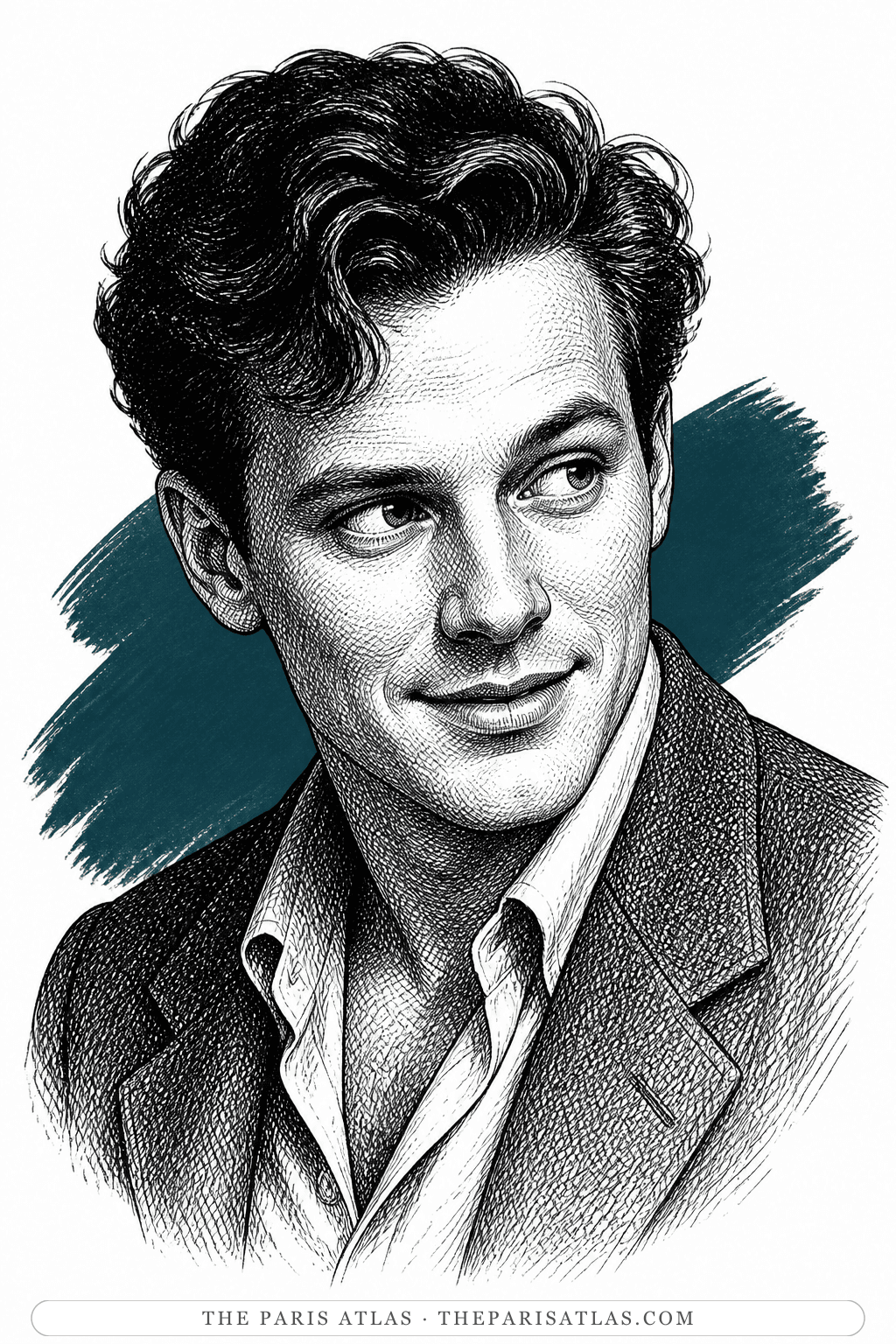 Illustrated portrait of Lawrence Durrell