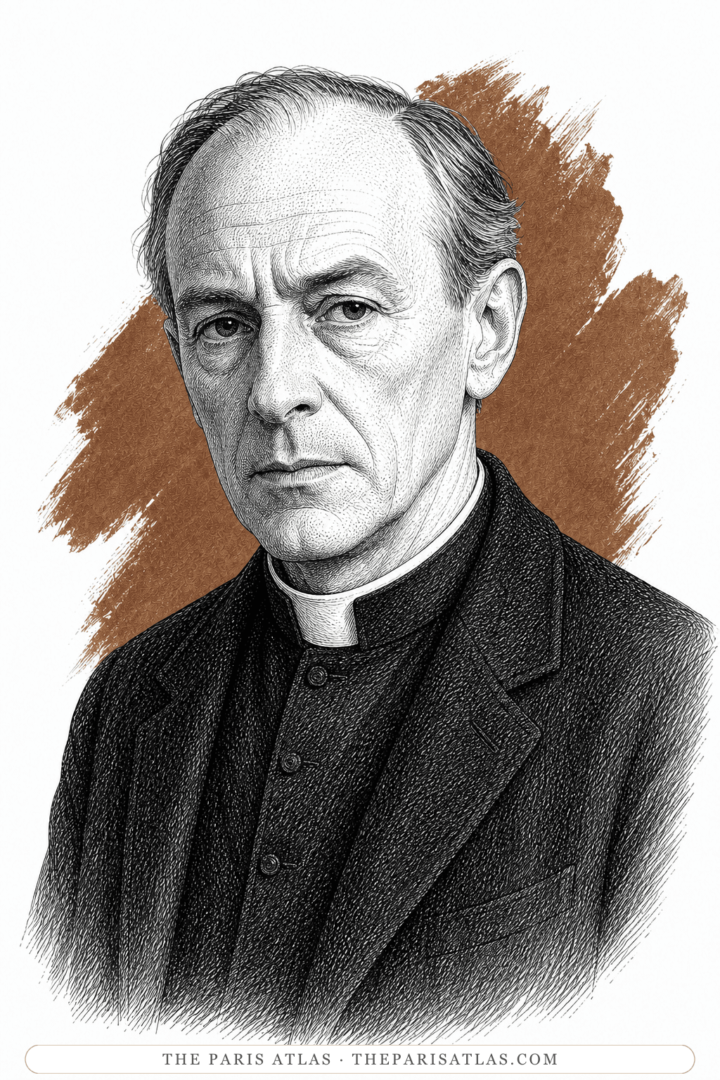 Illustrated portrait of Father Crompton