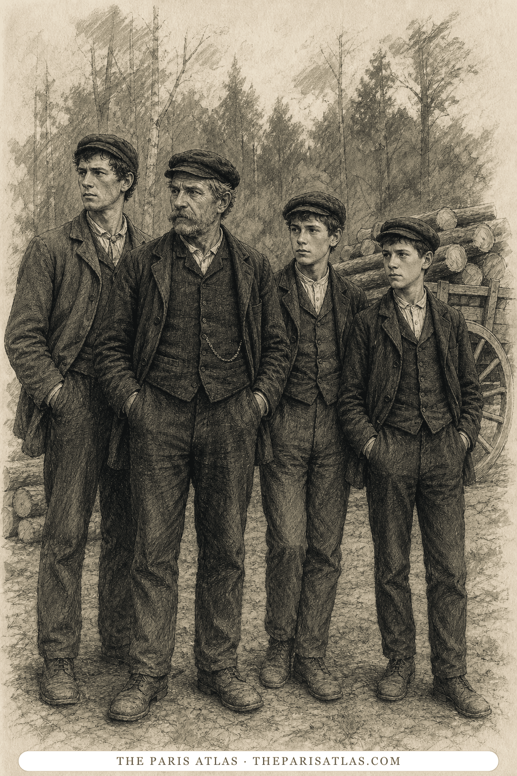 Illustrated portrait of The Heurtevent family