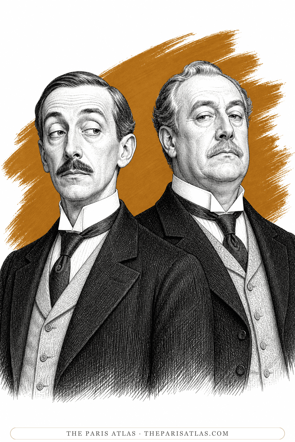 Illustrated portrait of Lane and Merriman