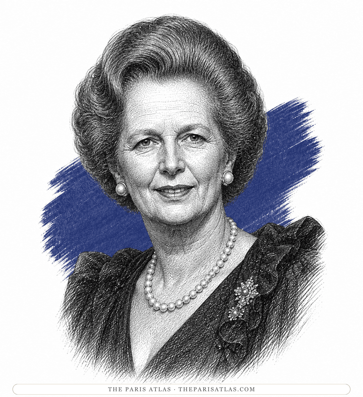 Illustrated portrait of Margaret Thatcher
