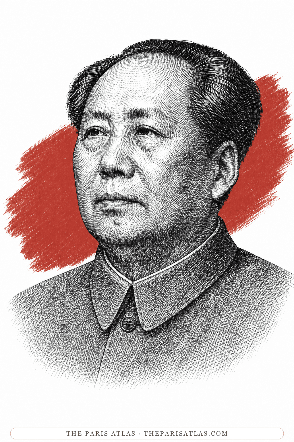 Illustrated portrait of Mao Zedong