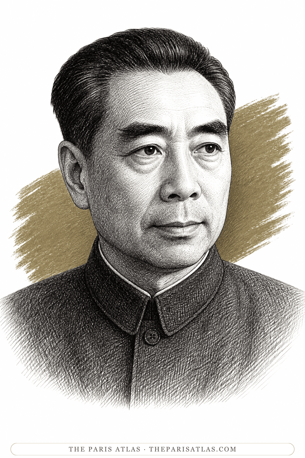 Illustrated portrait of Zhou Enlai