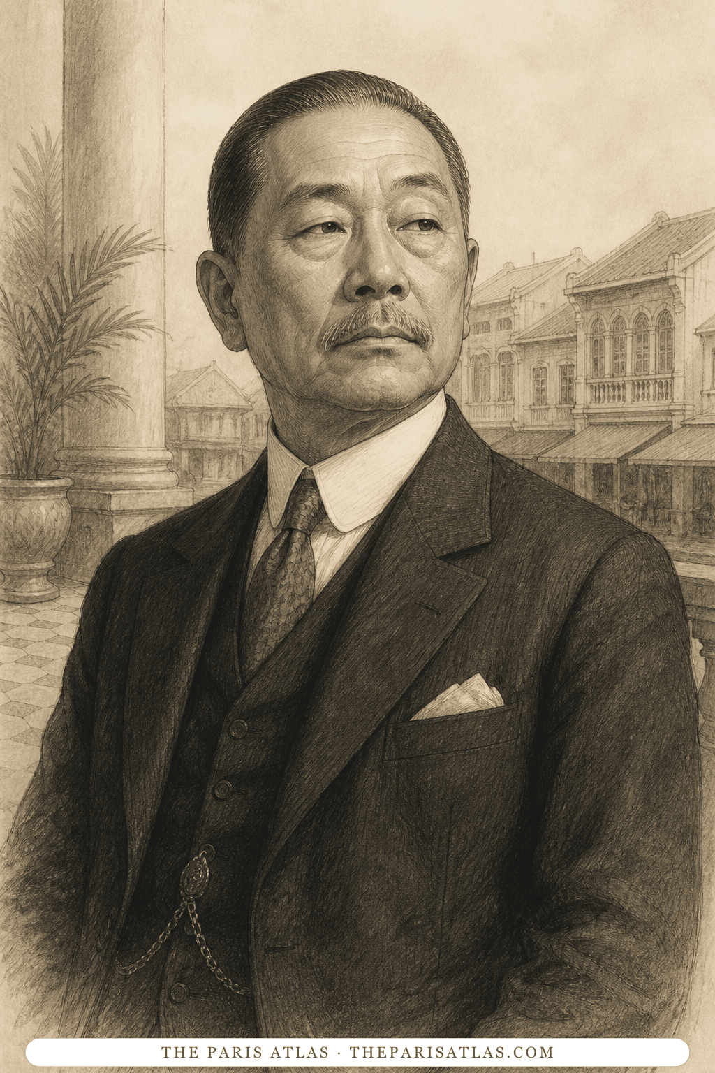 Illustrated portrait of The Chinese man’s father