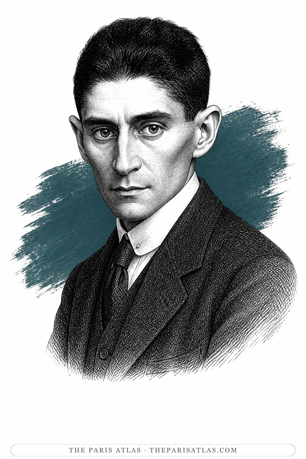 Illustrated portrait of Franz Kafka