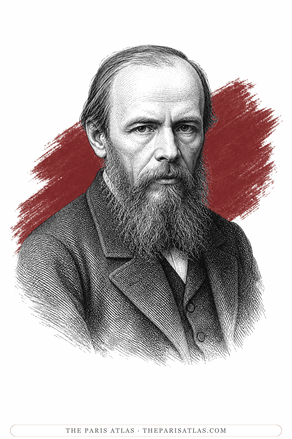 Illustrated portrait of Fyodor Dostoevsky