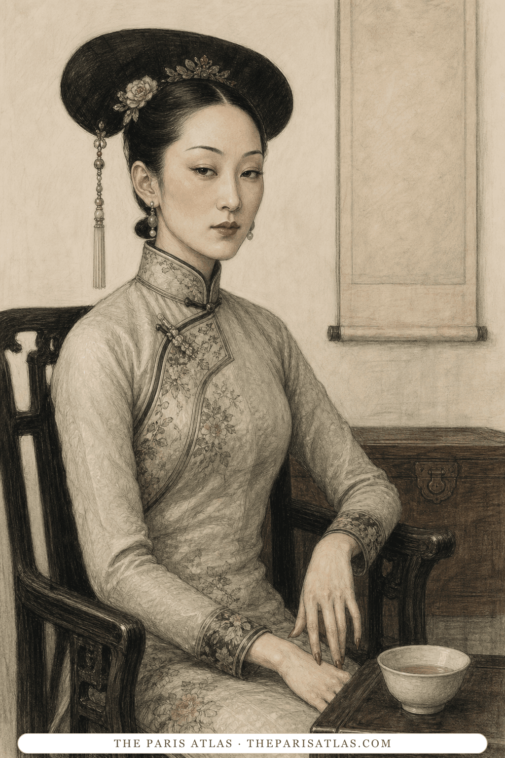 Illustrated portrait of The Manchu woman