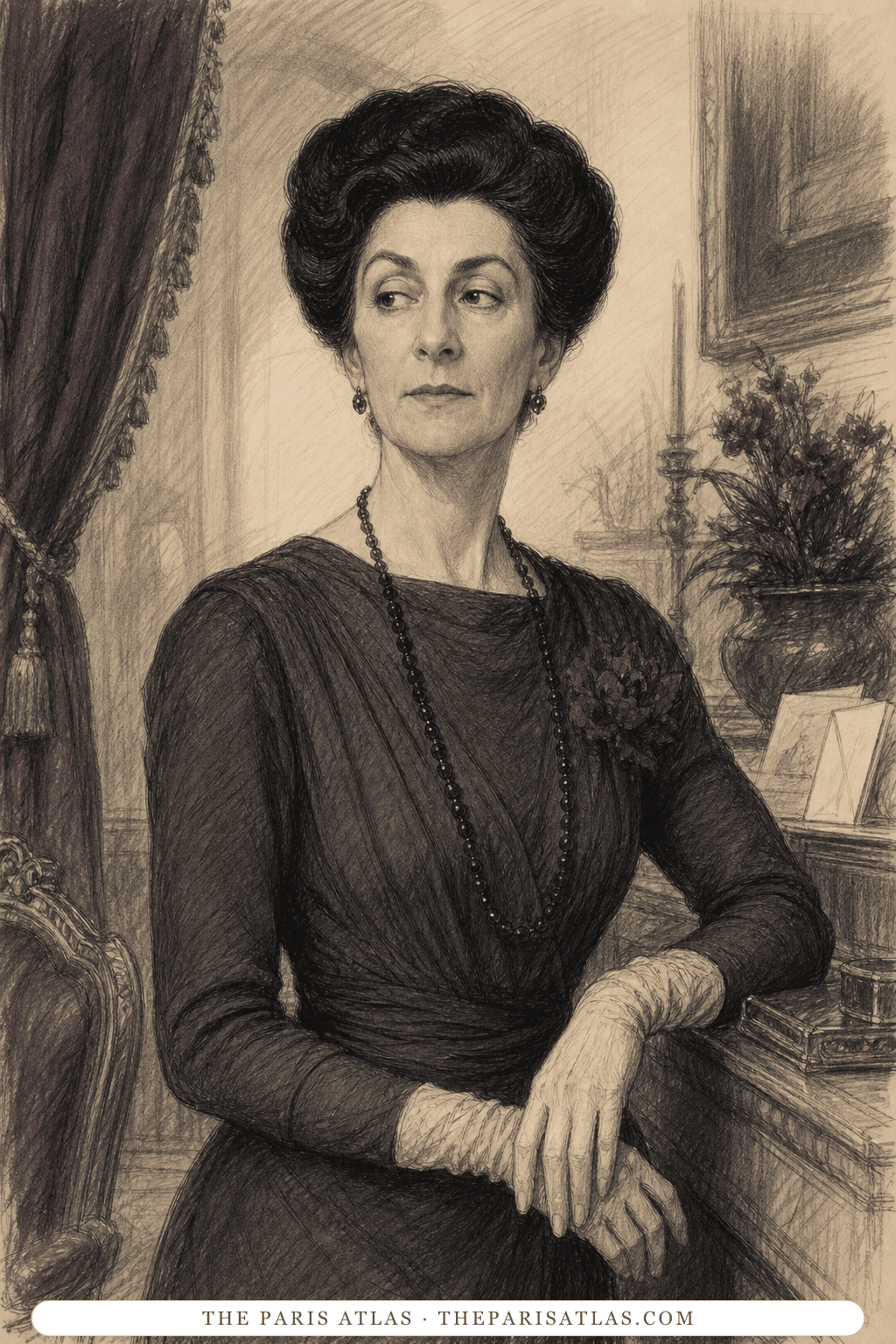 Illustrated portrait of Mrs. Garstin