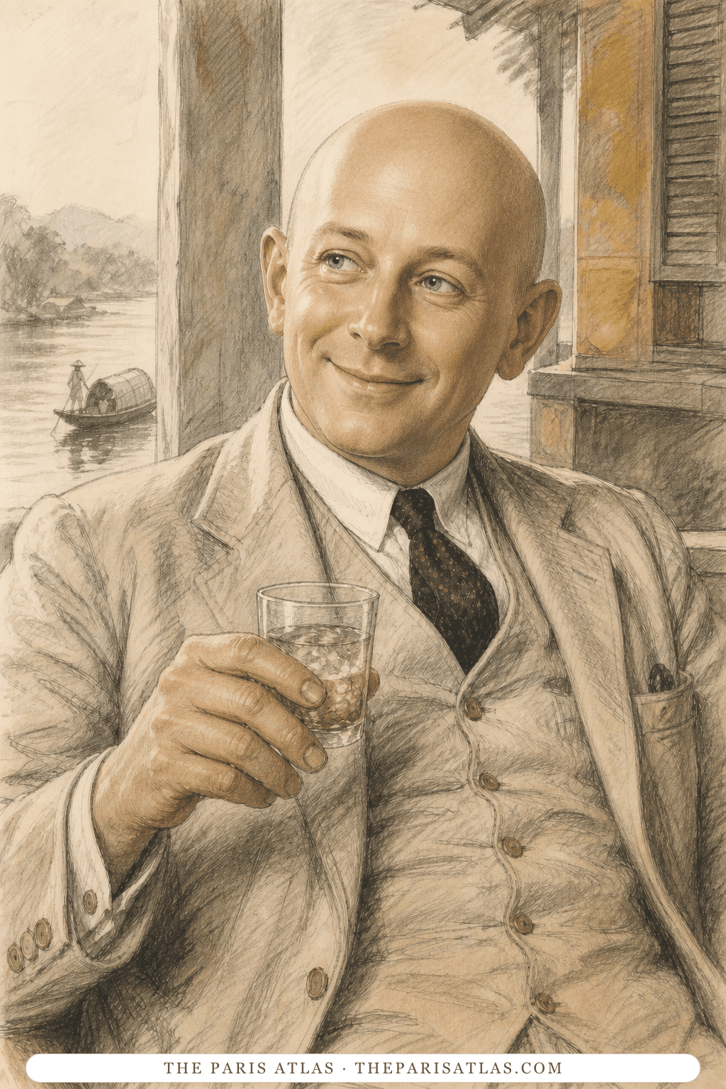 Illustrated portrait of Waddington