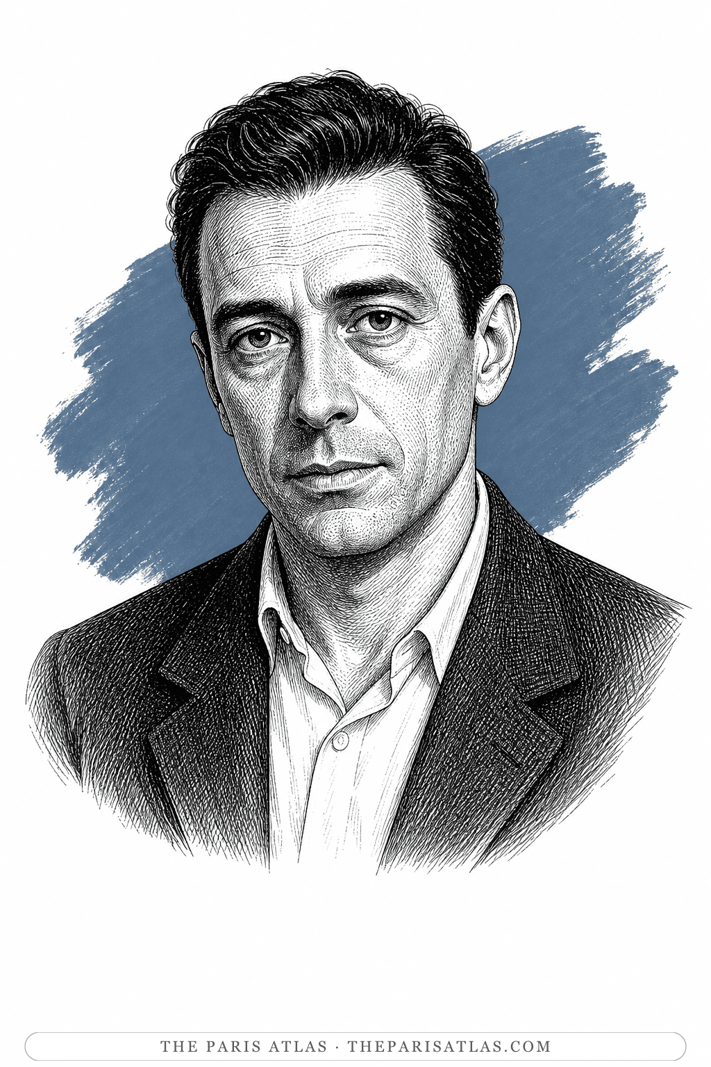 Illustrated portrait of Doctor Bernard Rieux