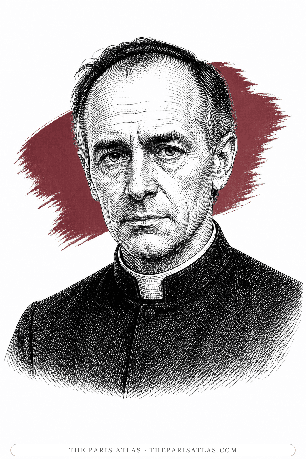 Illustrated portrait of Father Paneloux