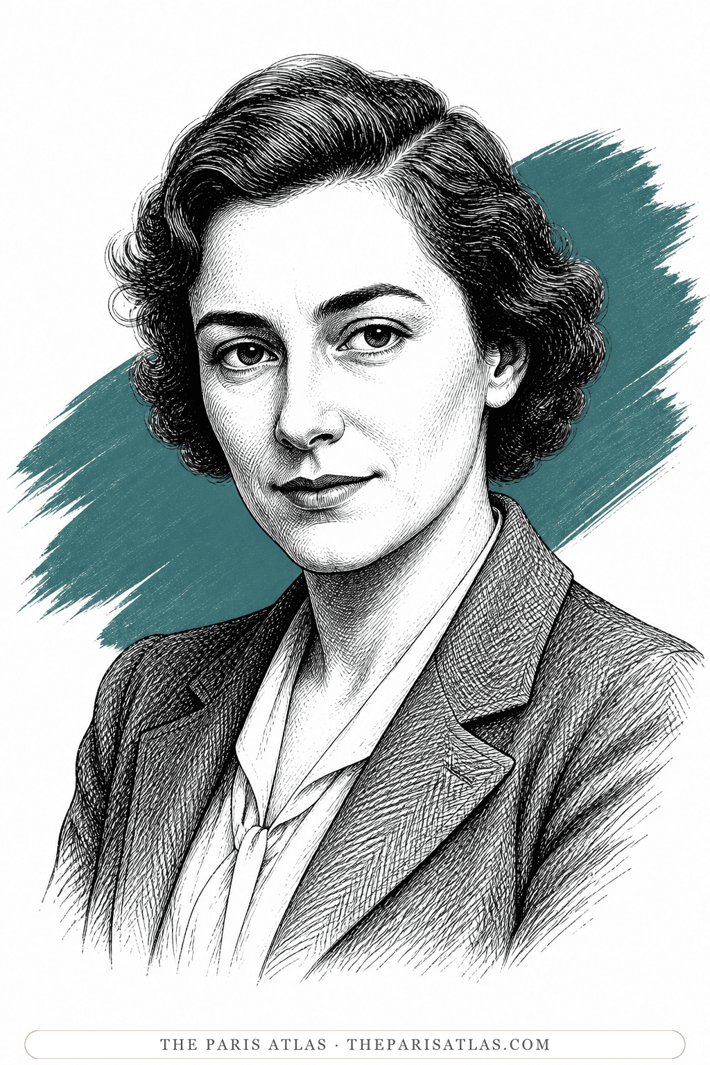 Illustrated portrait of Colette Audry