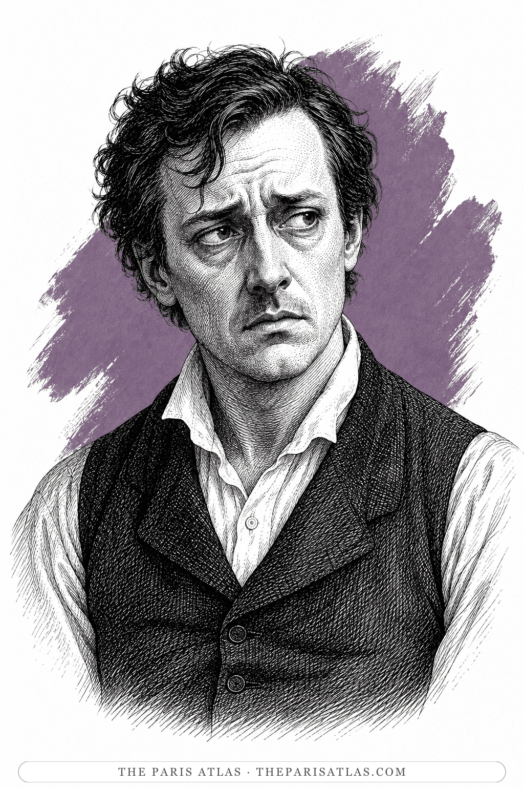 Illustrated portrait of The narrator of The Raven