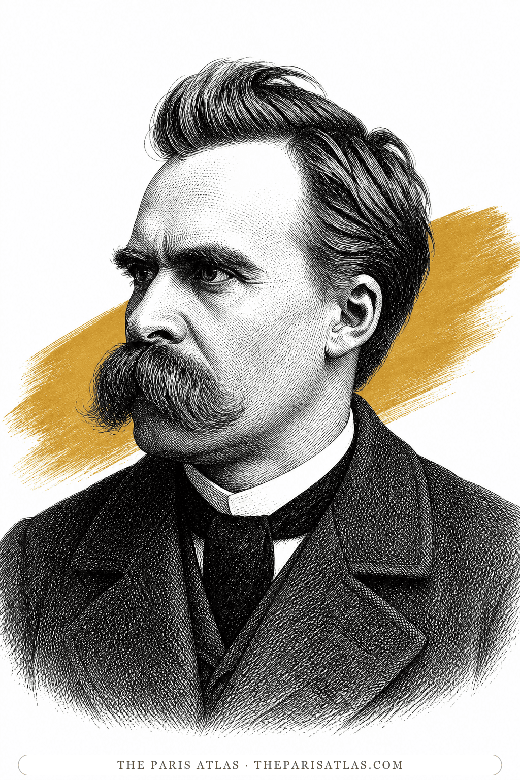 Illustrated portrait of Friedrich Nietzsche