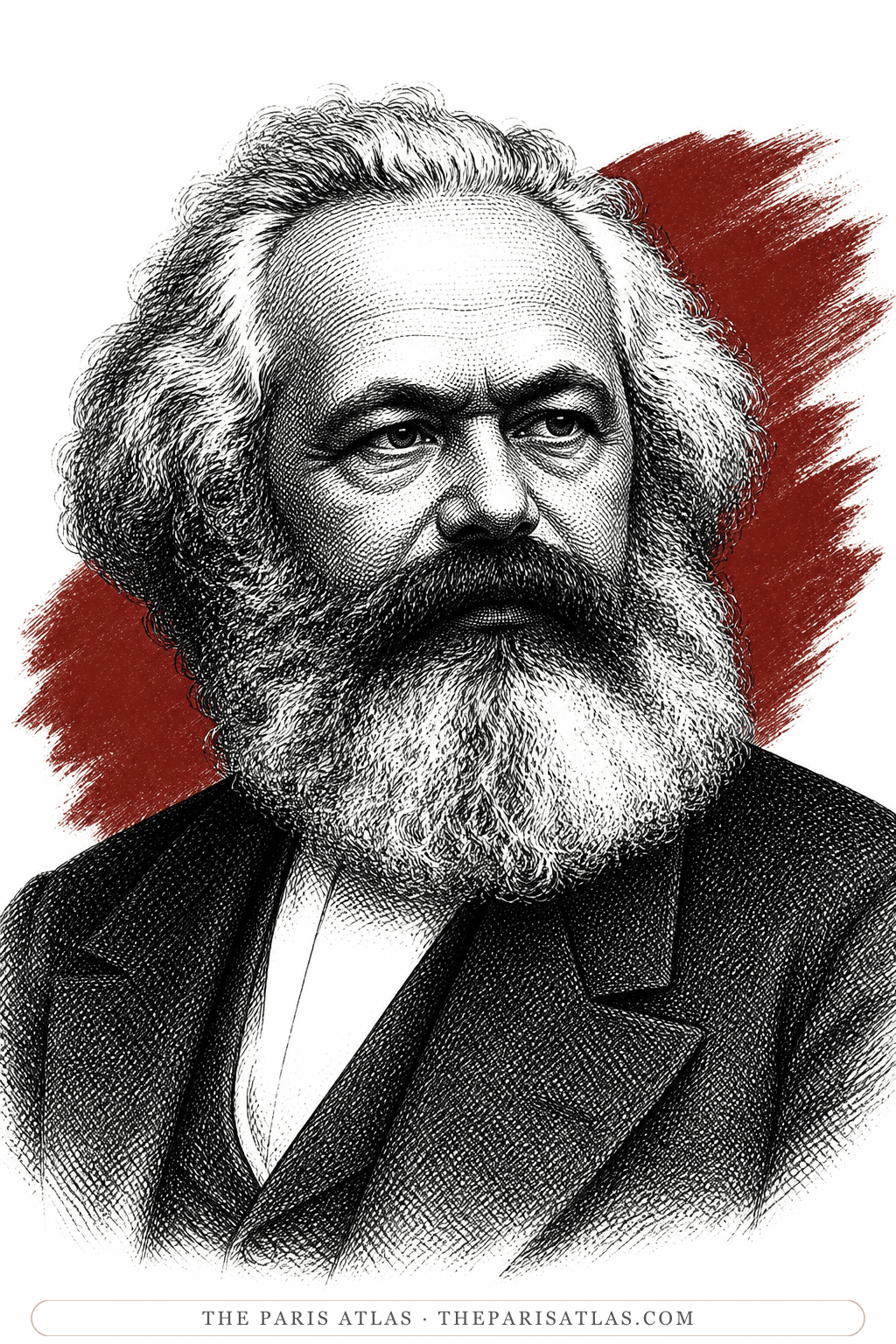 Illustrated portrait of Karl Marx
