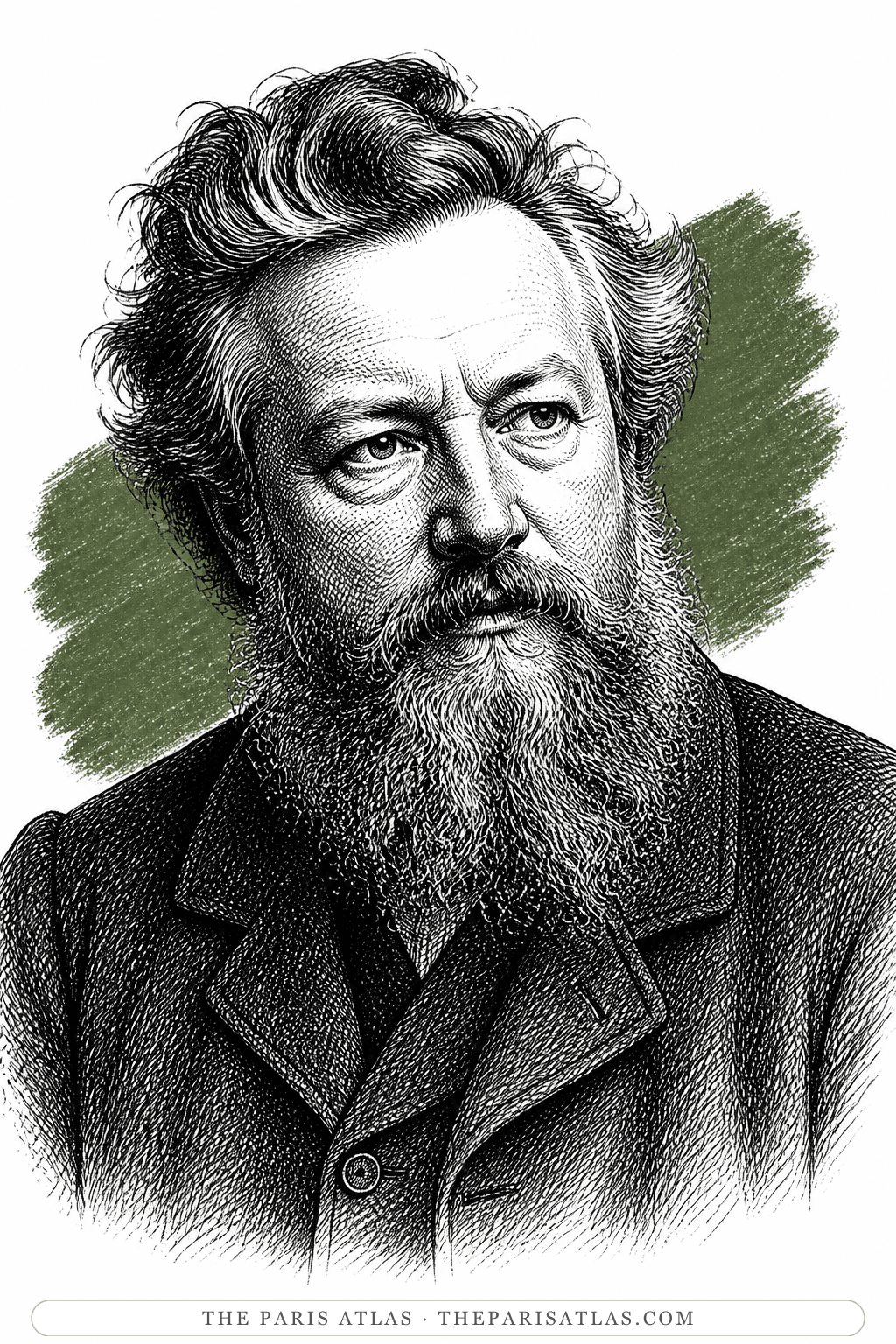 Illustrated portrait of William Morris