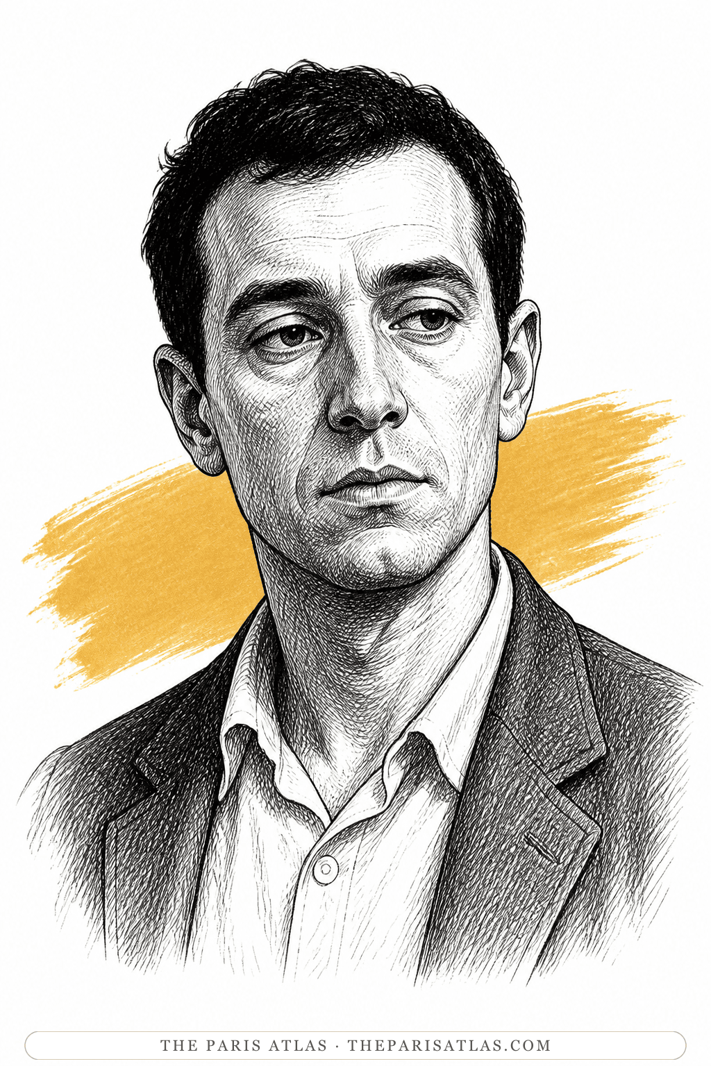 Illustrated portrait of Meursault