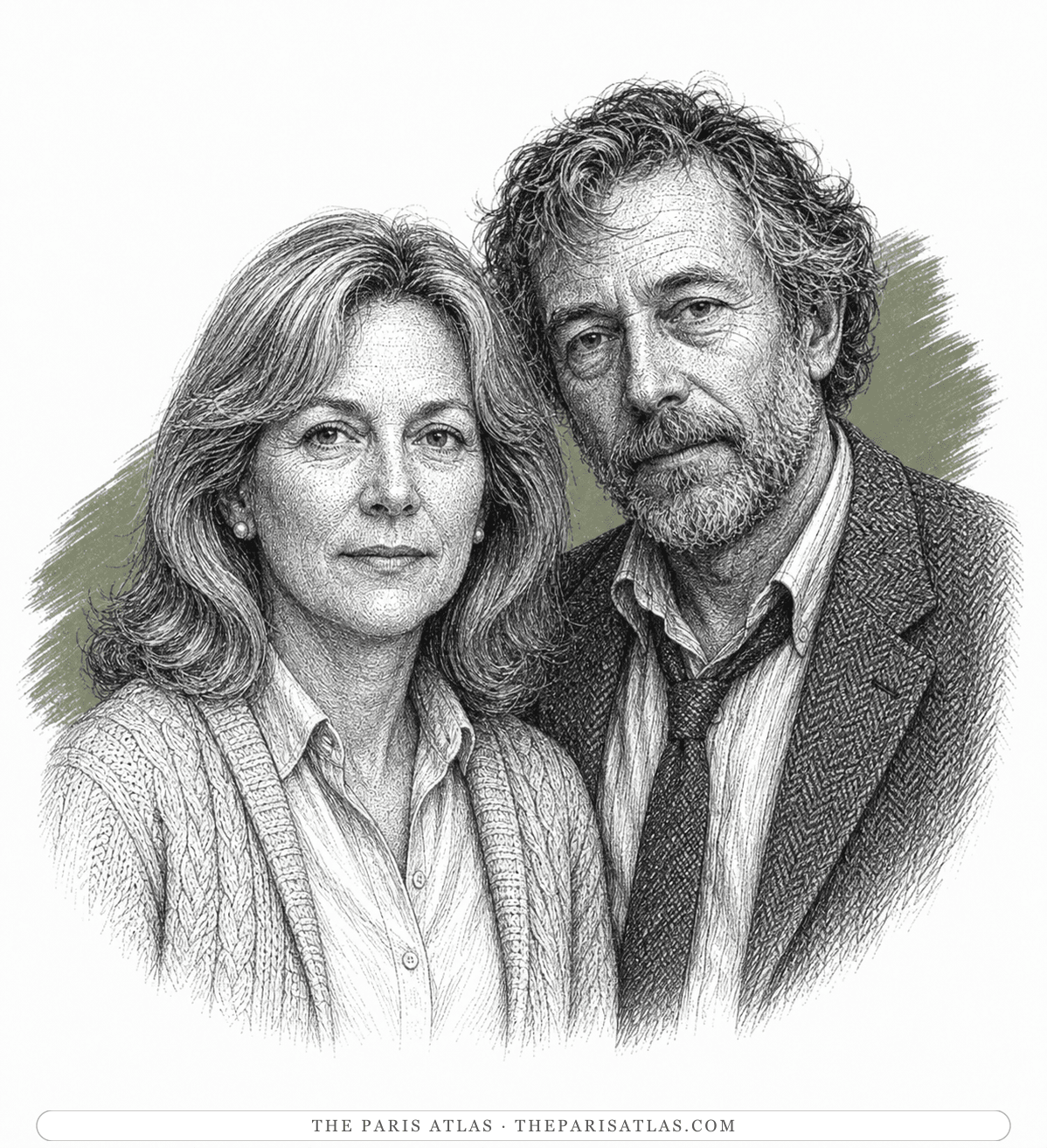 Illustrated portrait of Philippa and Gavin Croft-Parker
