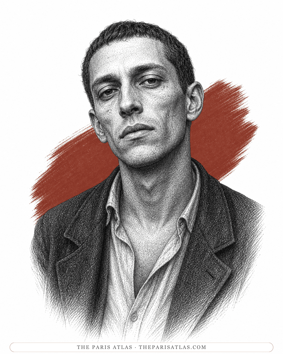 Illustrated portrait of Jean Genet