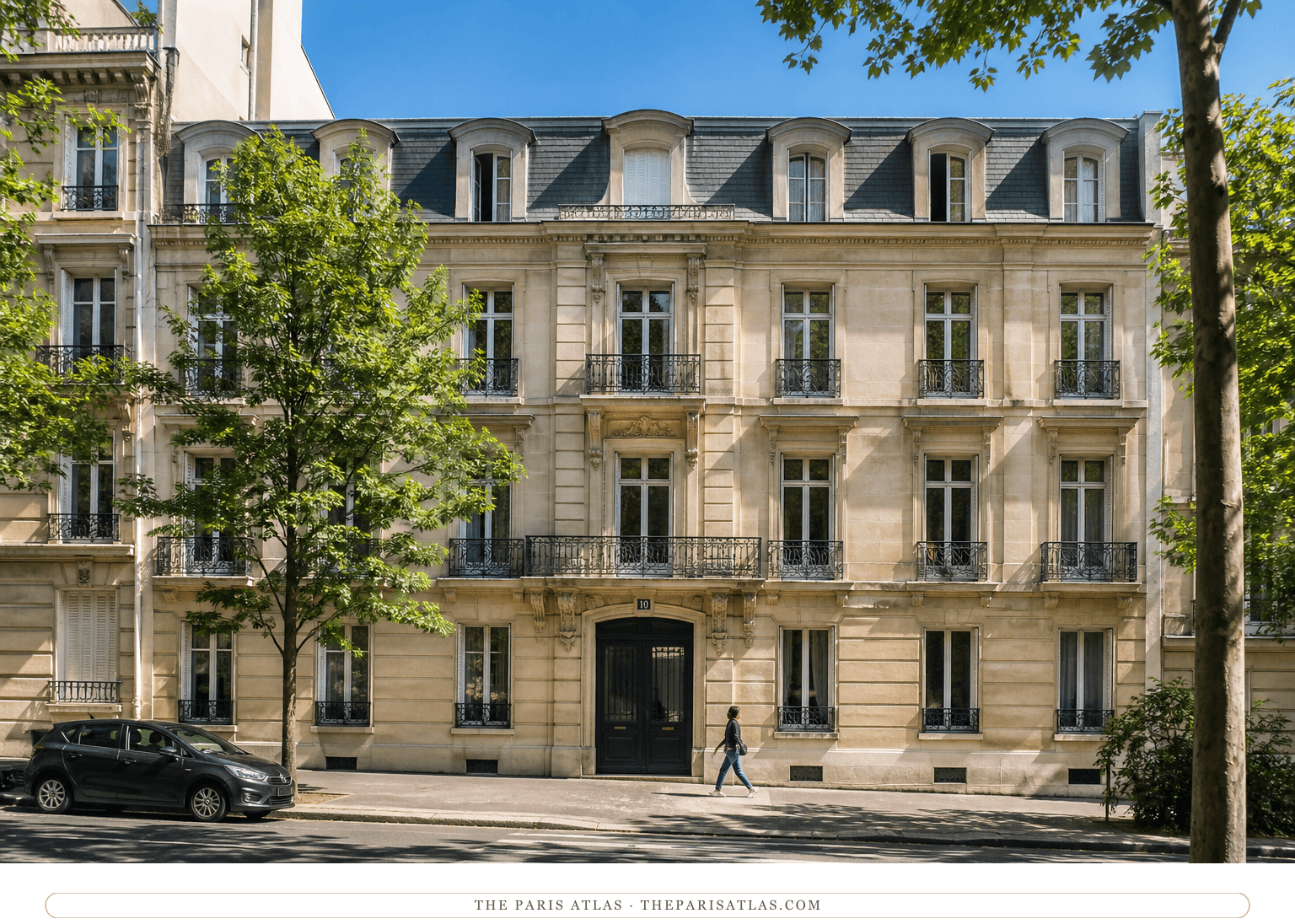 Colour photorealistic view of 10 rue Gustave-Dore beneath a bright blue sky