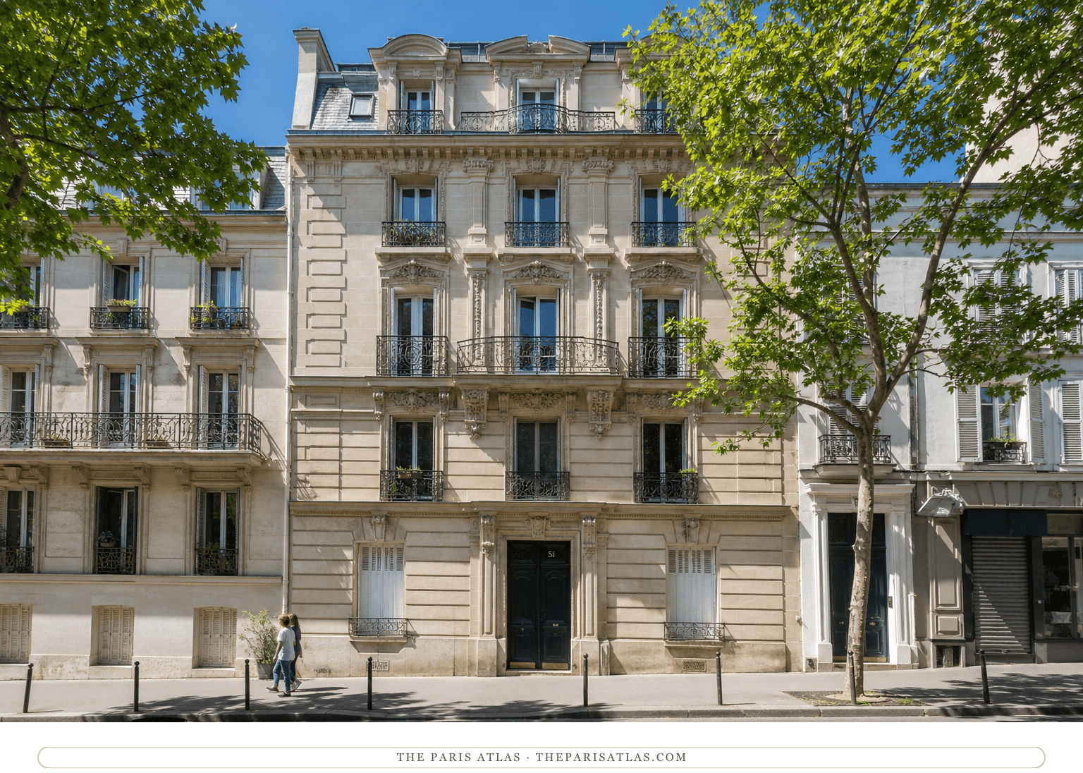 Colour photorealistic view of 58 rue Cardinet beneath a bright blue sky