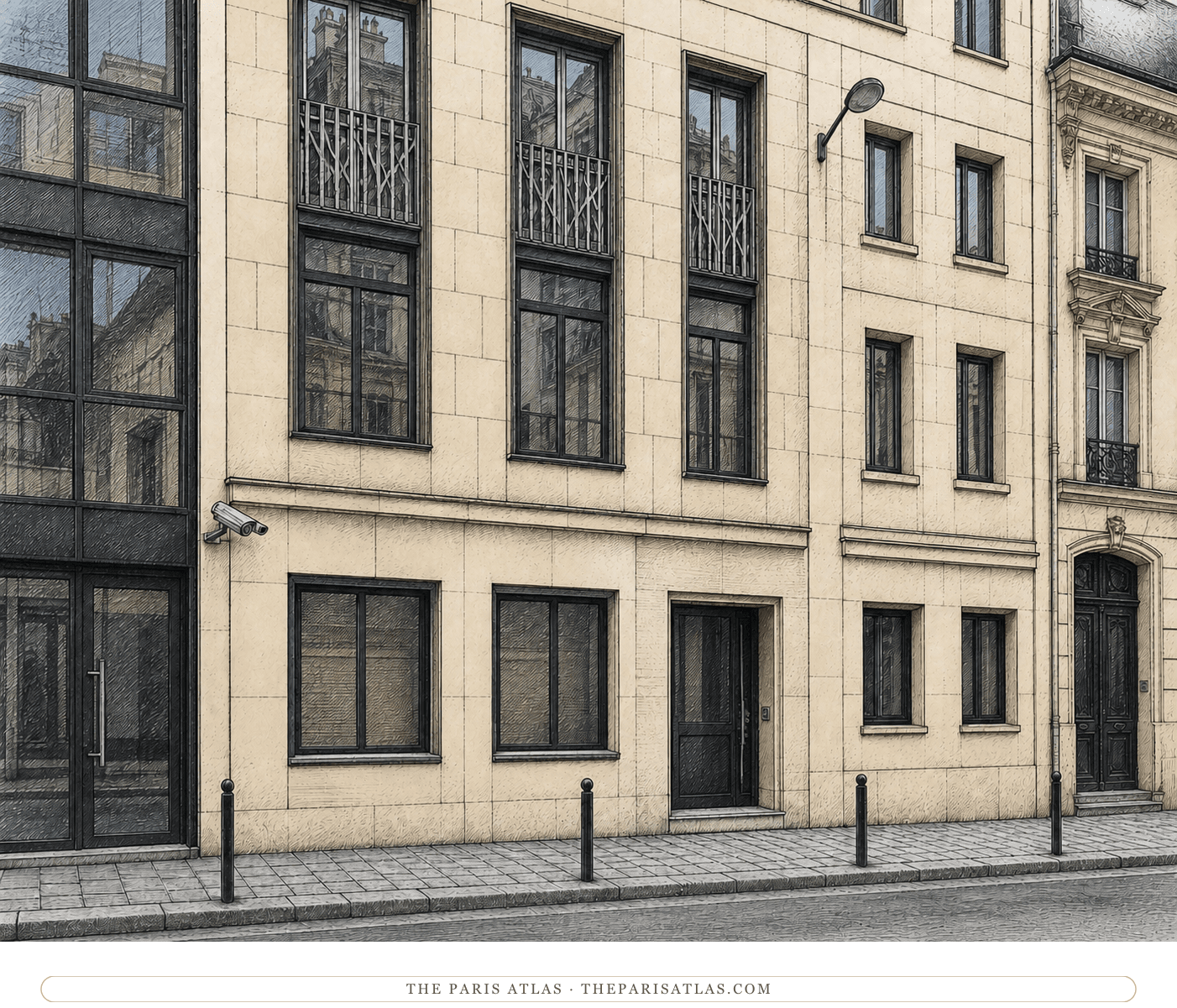 Colour illustration of the present-day facade at 8 rue Saint-Georges in Paris