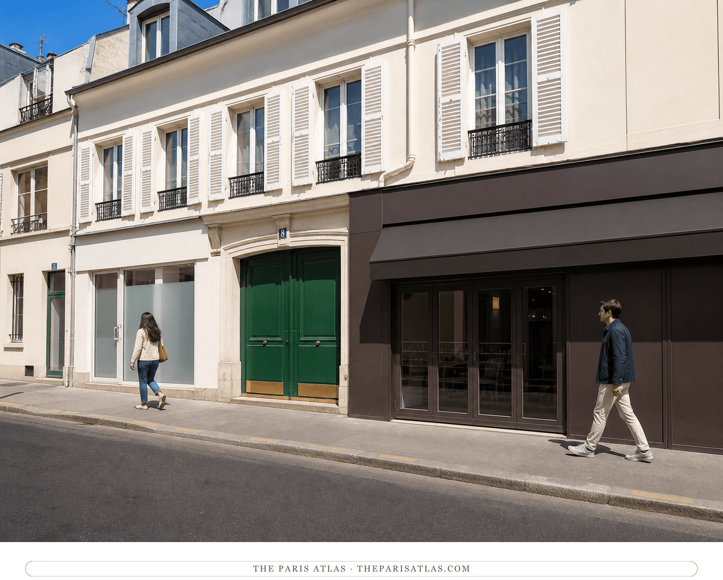 Colour photorealistic view of the approximate rue Guyot studio site beneath a bright blue sky