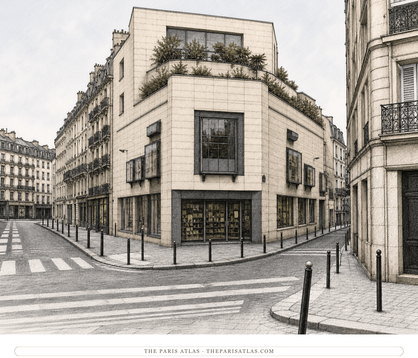 Colour illustration of the present-day replacement building at 9 place Pigalle
