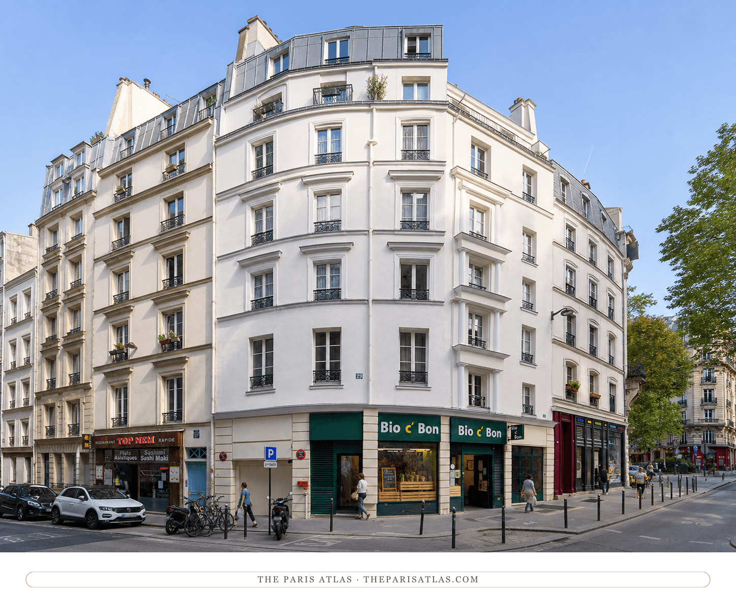 Bright present-day color view of 29–31 rue Vavin
