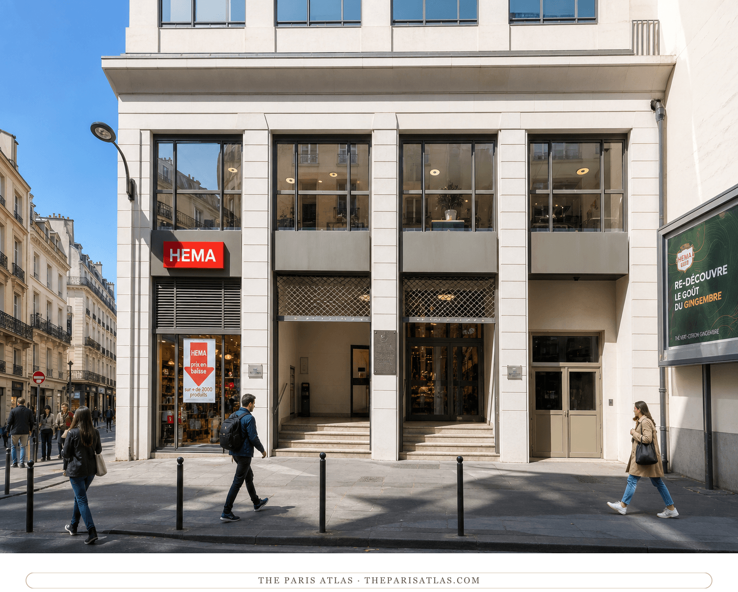Bright present-day color view of the modern building at 1 rue Drouot