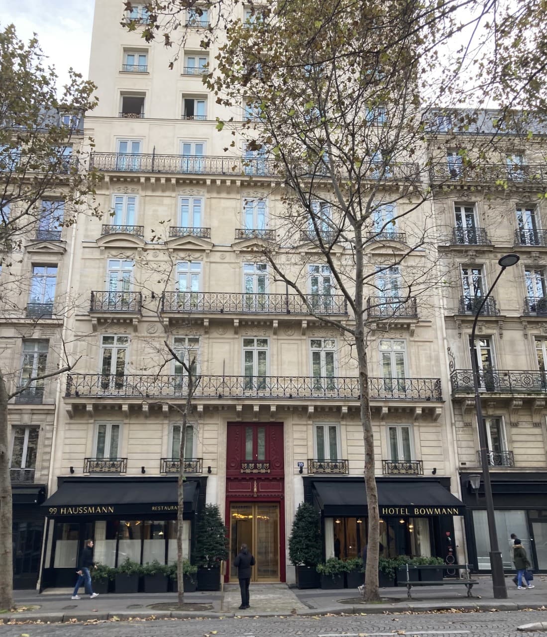 Hôtel Bowmann at 99 boulevard Haussmann, photographed in 2021.
