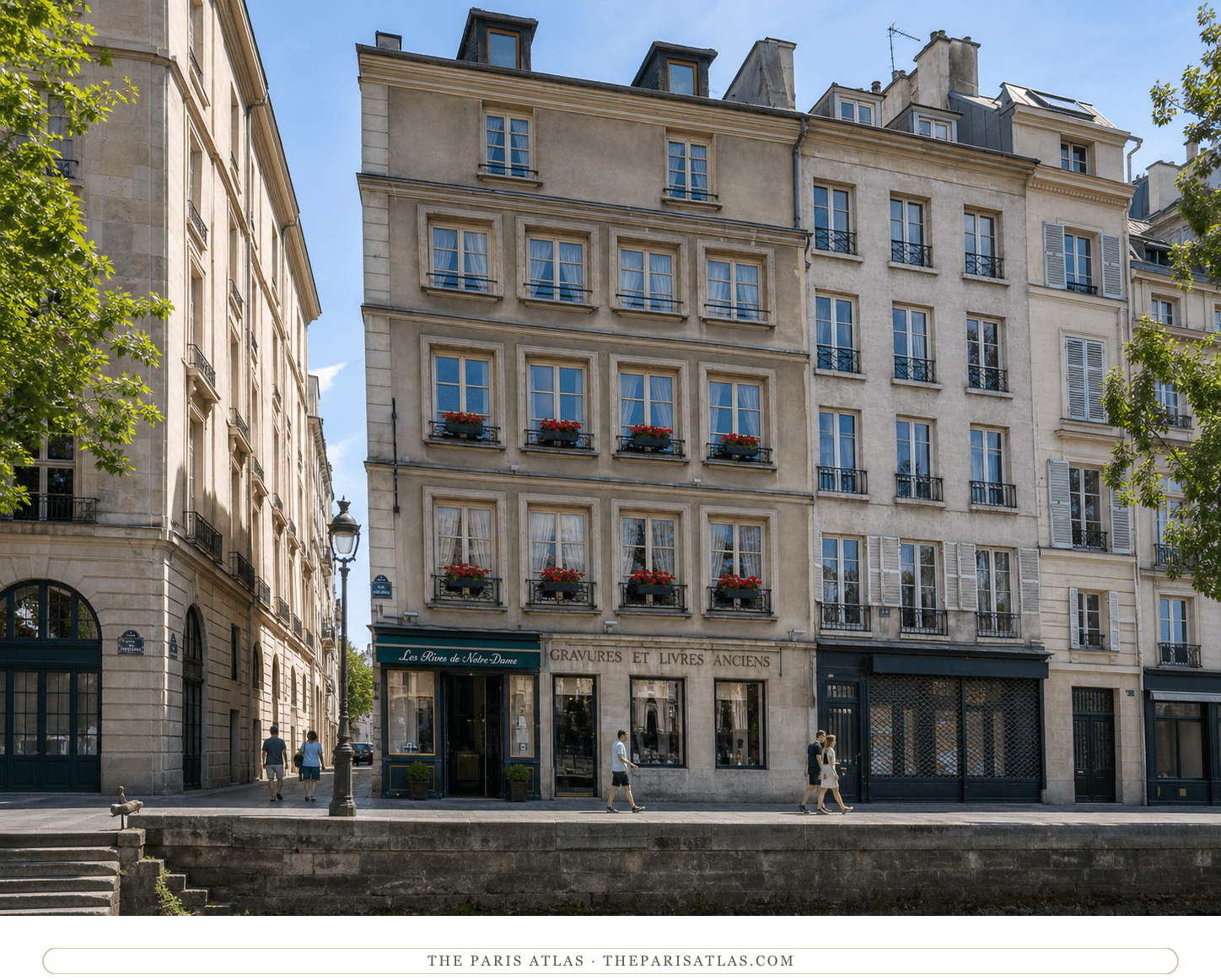 Present-day view of the former Hôtel de Suède building at 15 quai Saint-Michel, now Hôtel Les Rives de Notre-Dame