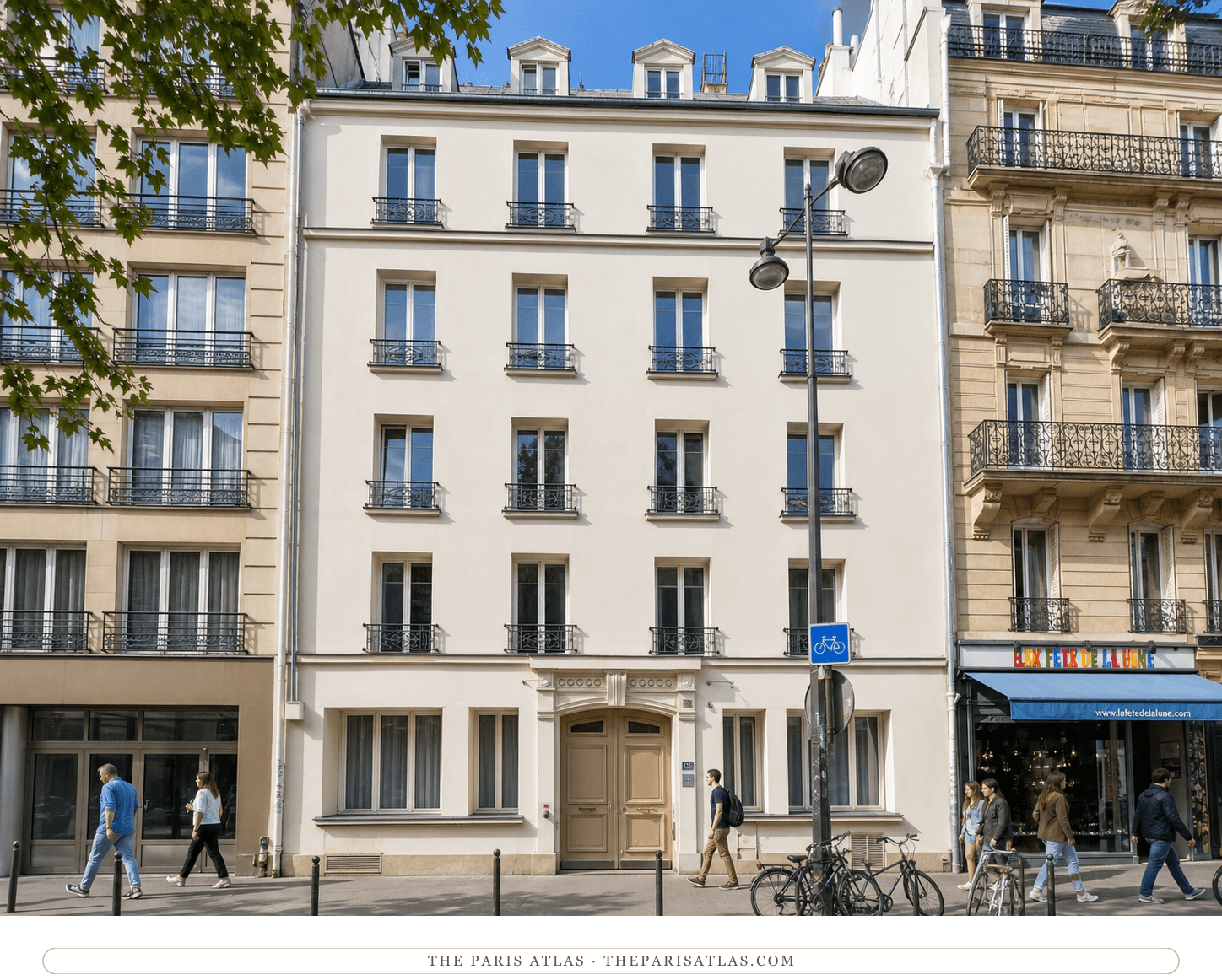 Bright present-day color view of 135 boulevard du Montparnasse