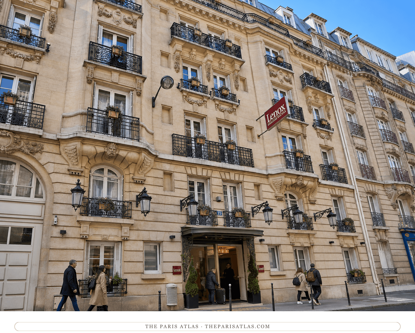 Bright present-day color view of Hôtel Lenox Montparnasse